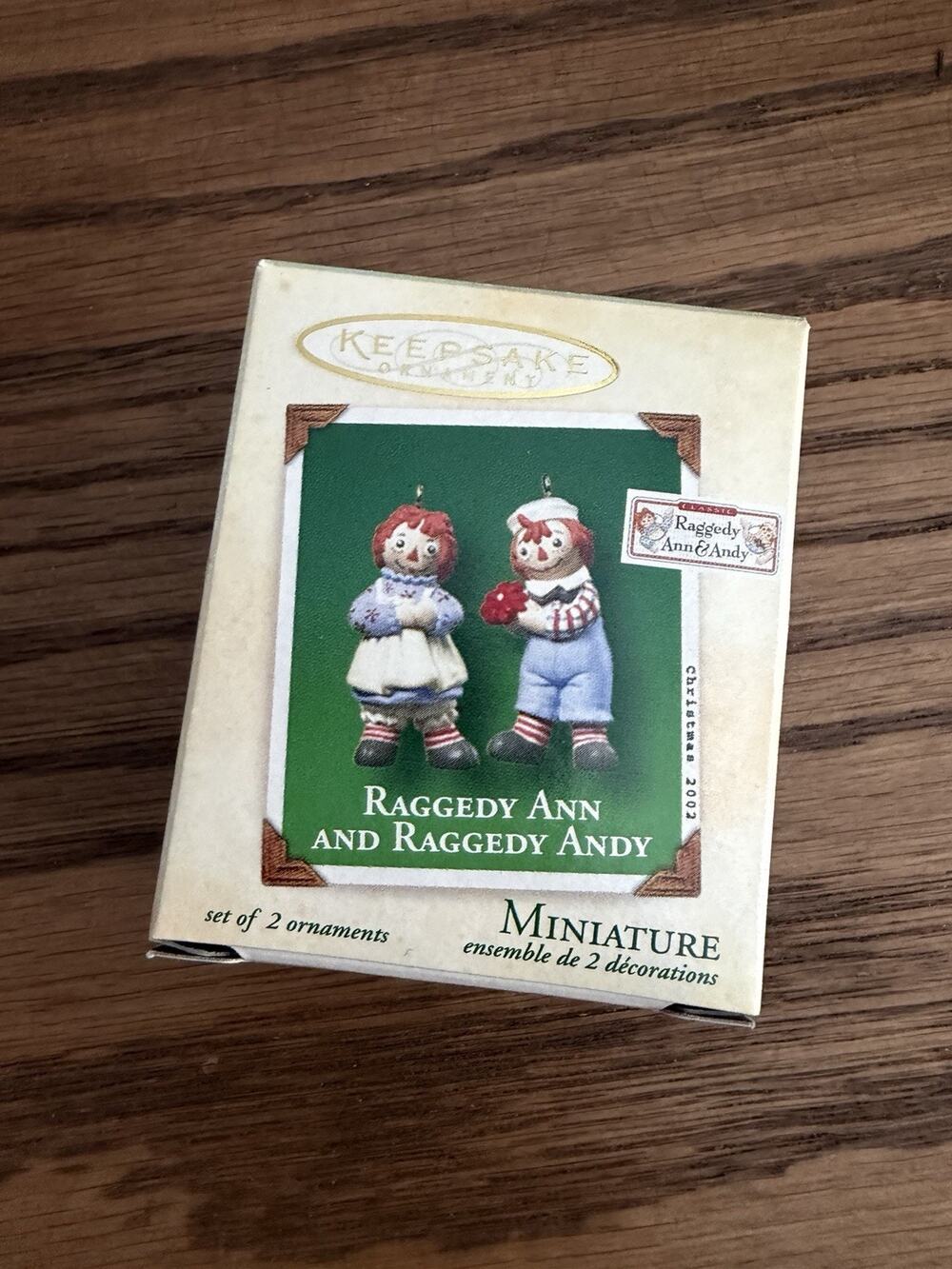 Vintage 2002 Hallmark Keepsake Miniature Ornament Raggedy Ann and Raggedy Andy